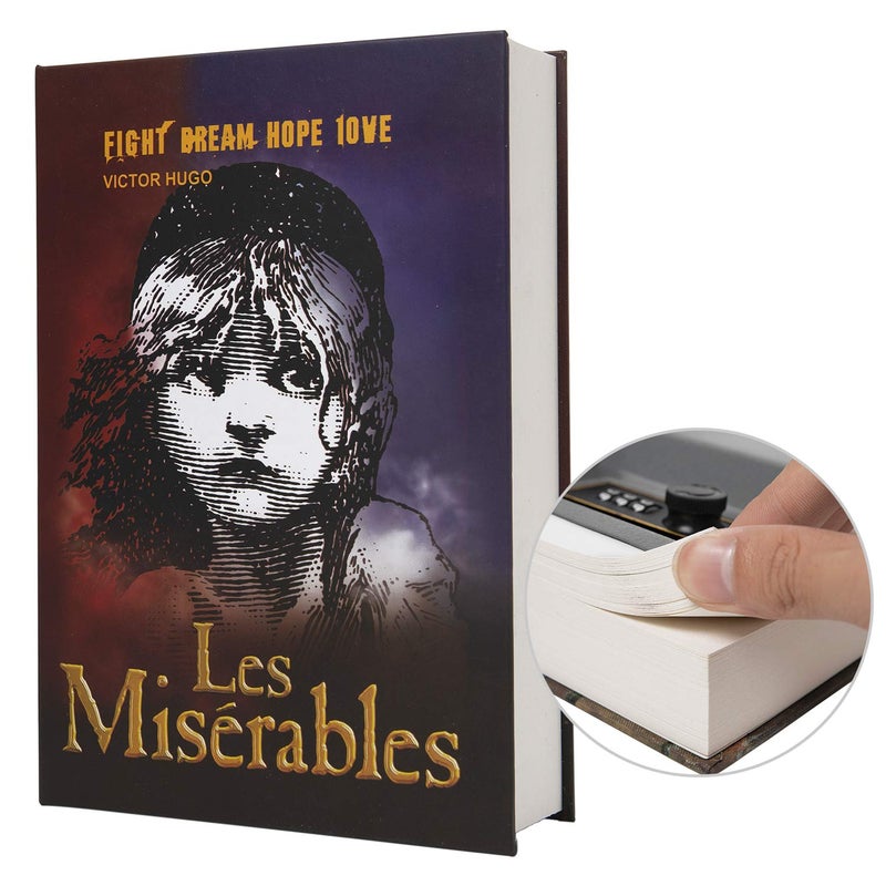 PACOLO Real Paper Transfer Book Safe, Hollow with Secret Hidden Compartment, Combination Lock, 8.7"Ã—6"Ã—2" (Les Miserables-Combination) - Image 1